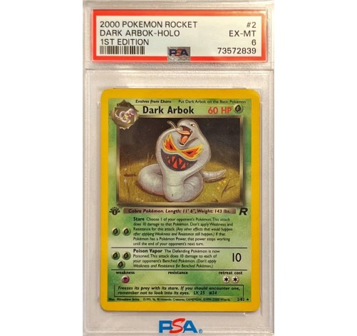 1st edition Dark Arbok Holo Pokemon Rocket PSA 6