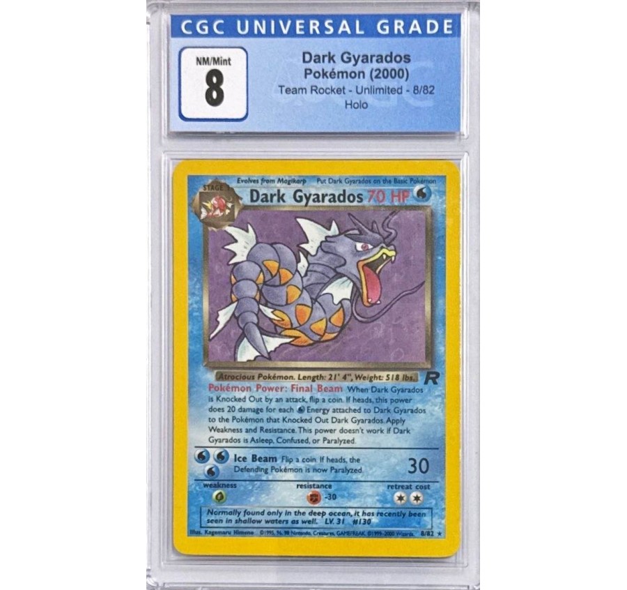 Dark Gyarados Holo Pokemon Team Rocket 2000 CGC 8